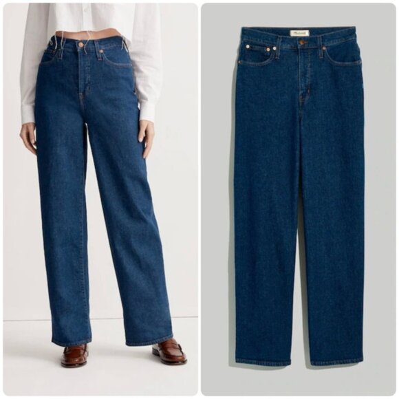 Madewell The Perfect Vintage Wide Leg Jeans Size 27P Blue High Rise Denim - Picture 2 of 10